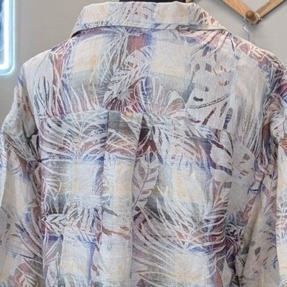 Tintoria Mattei 954 Men's Large Over Fit Linen Blend Tropical Palm Shirt NWT - Picture 5 of 7